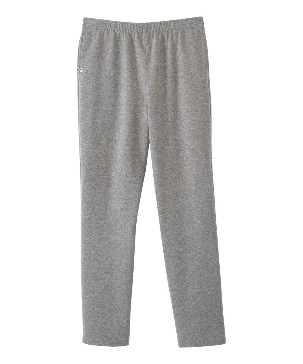 women’s heather gray front soft knit pants with elastic waist