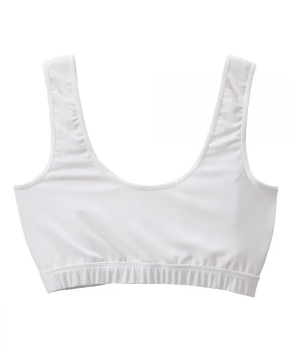 White bra with front open hooks, back