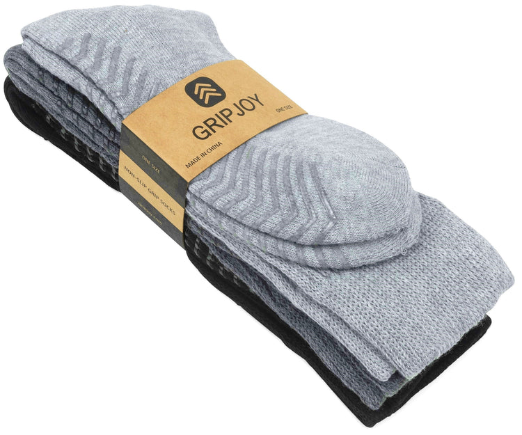 Package of three anti slip diabetic socks with Grip Joy packaging.
