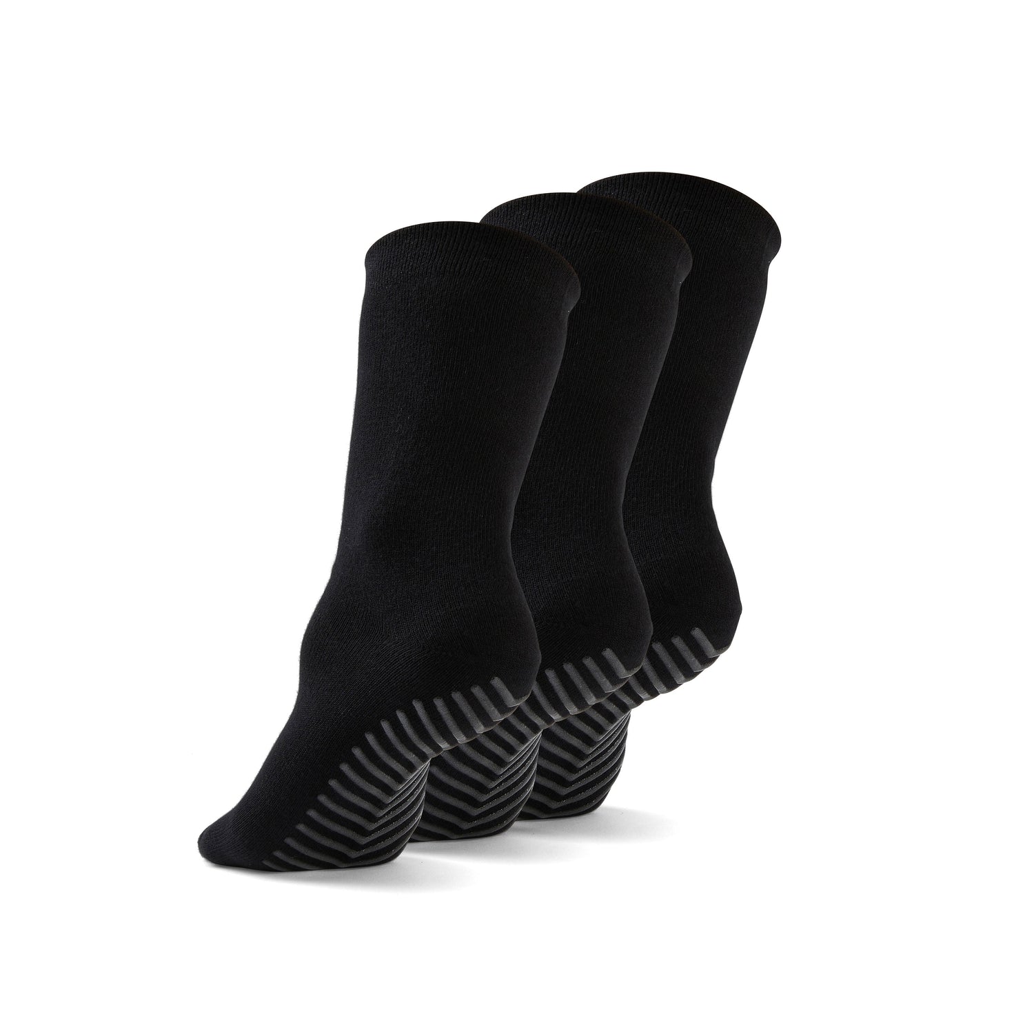 Black anti slip socks made of ultra soft cotton that sit just below the calf.