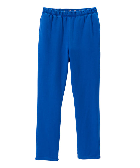 Blue soft fleece pants with elastic waist