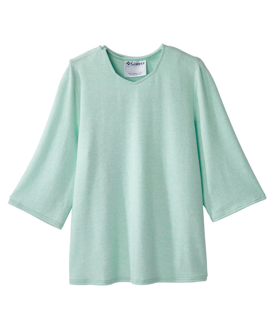 Green diamond neck top with loose long sleeves