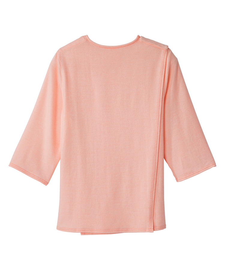 Pink top with snap closures on shoulder
