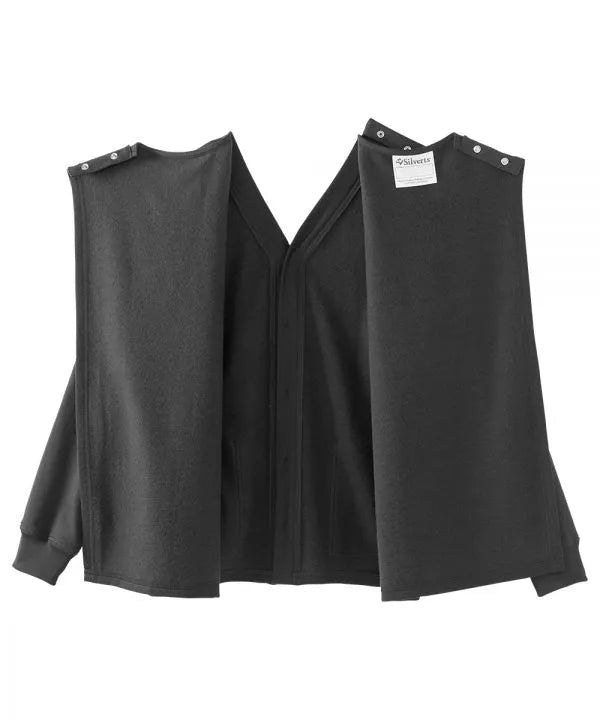 Black fleece cardigan with full open back