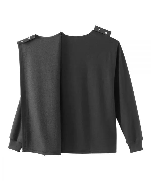 Black fleece cardigan with half open back