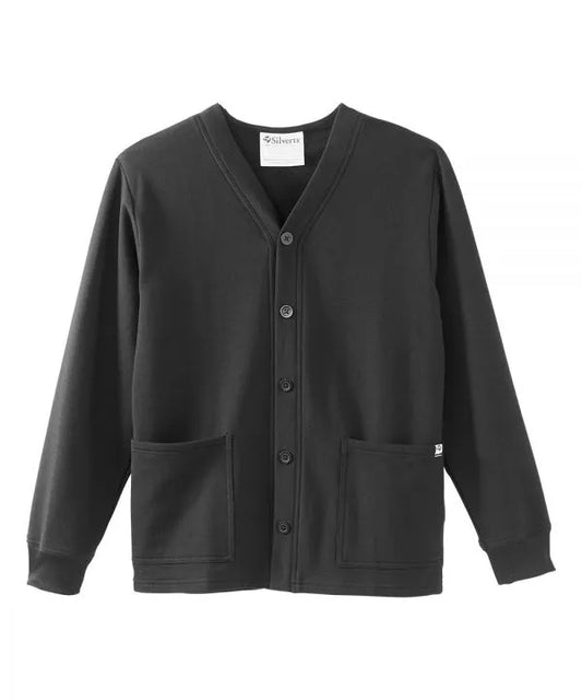 Black fleece cardigan with front pockets