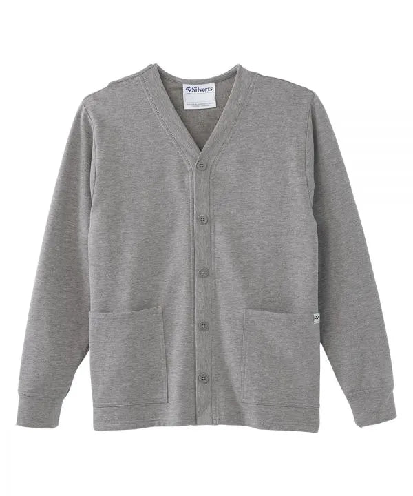 Heather grey fleece cardigan with front pockets