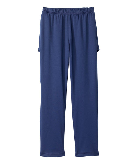 Women's blue knit pants with elastic waist