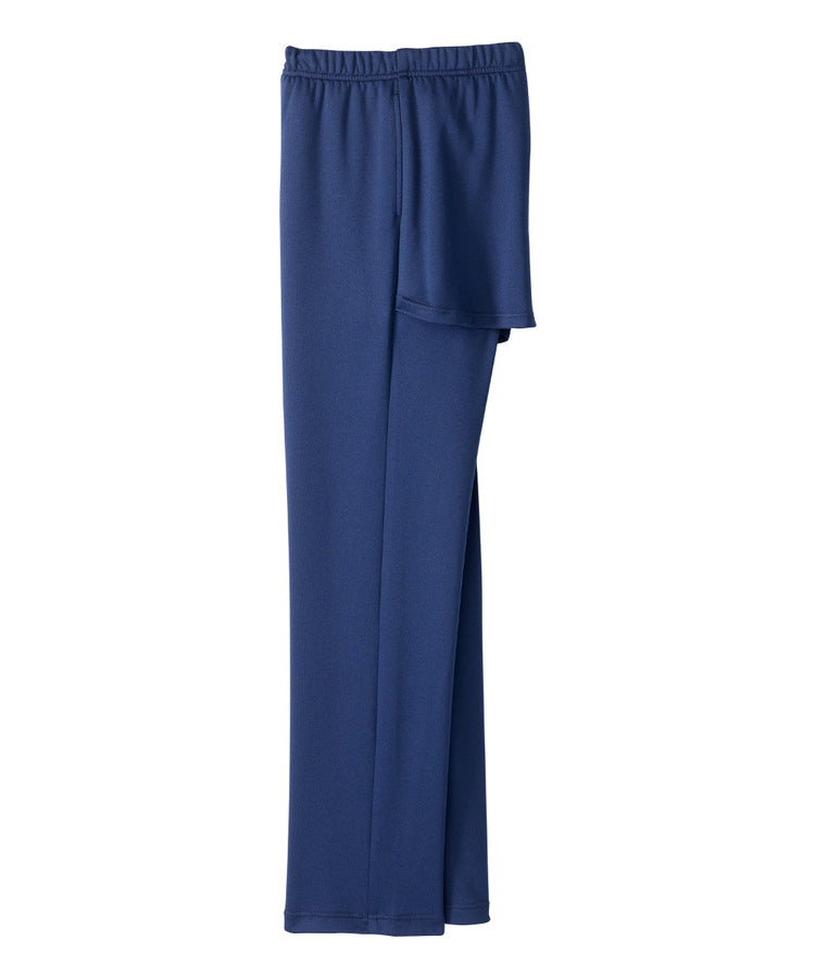 Women's blue knit pants with open back