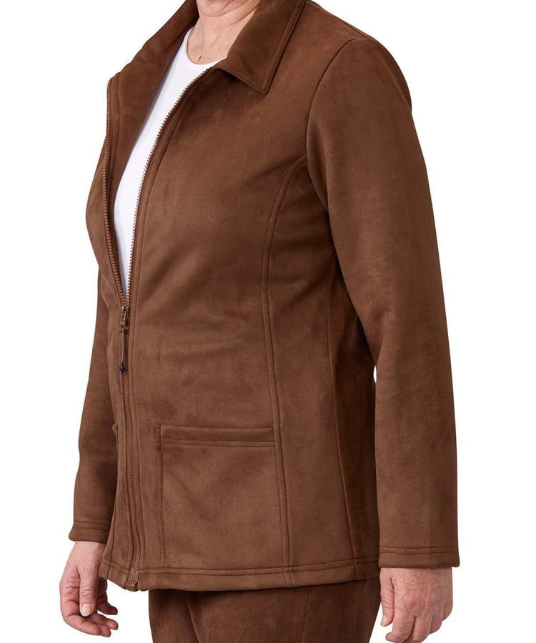 Brown magnetic zipper jacket with collar and two pockets