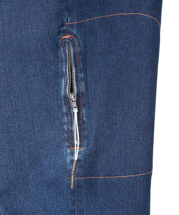 Denim pants with zipper on side
