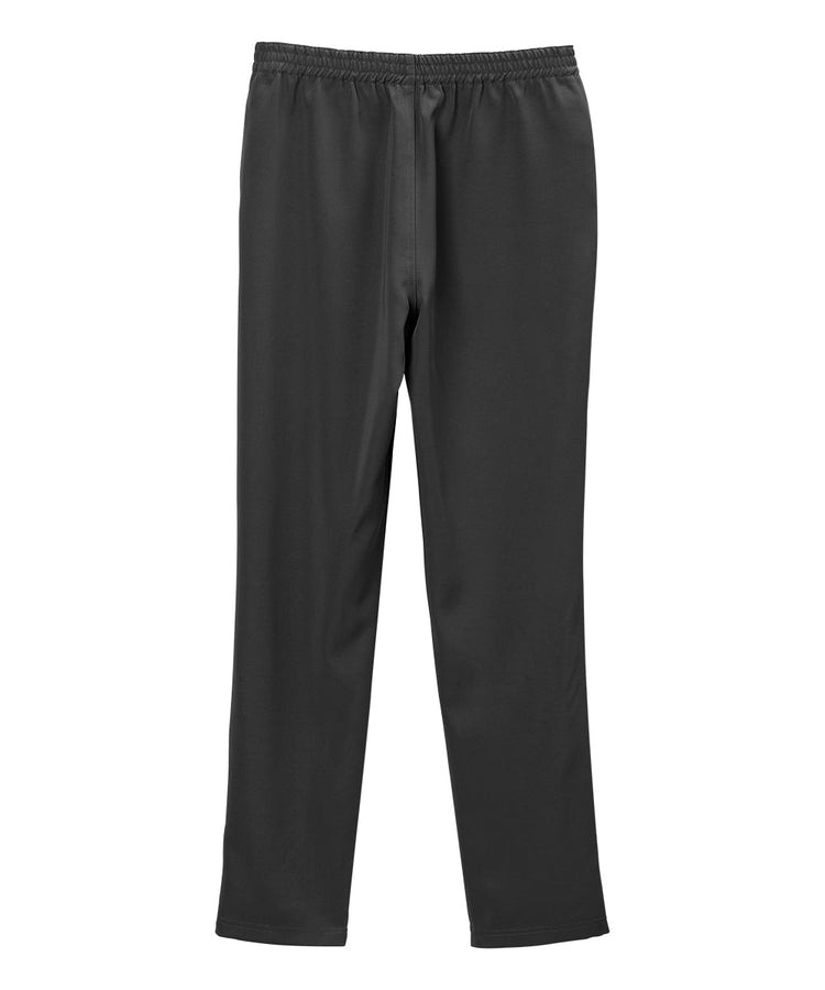Women’s black side zipper pants with pull up loops and velcro tab closures.