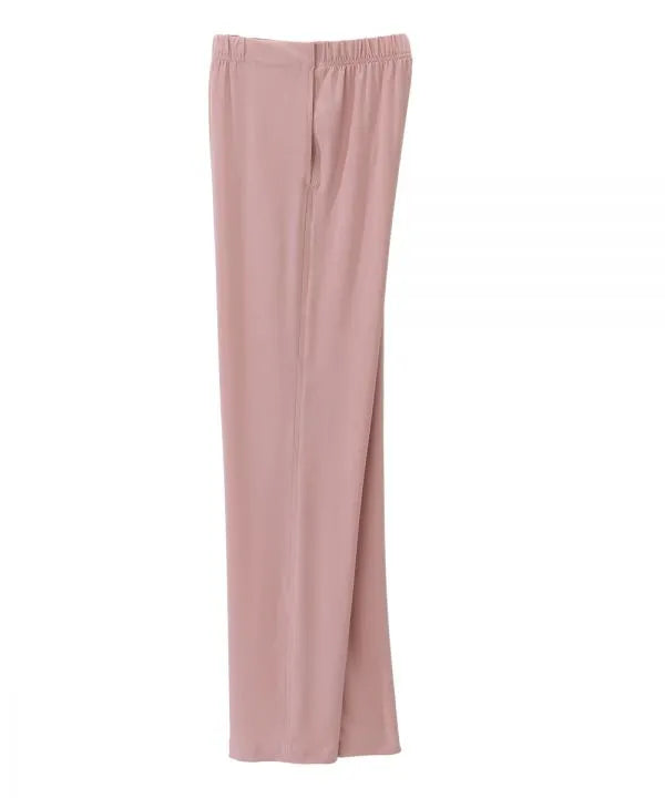 Women’s Dusty Pink pants with side closure, adjustable straps, and loop fasteners on waistband. side view