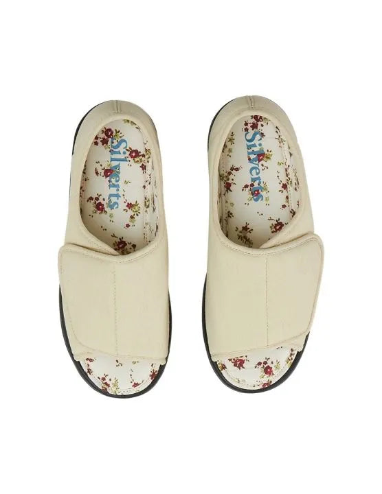 Full view of the Beige Women's Extra Wide Shoe Sandals