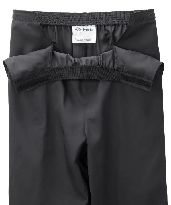 Black Men's Easy Dressing Pants with Elastic Waist closure opened