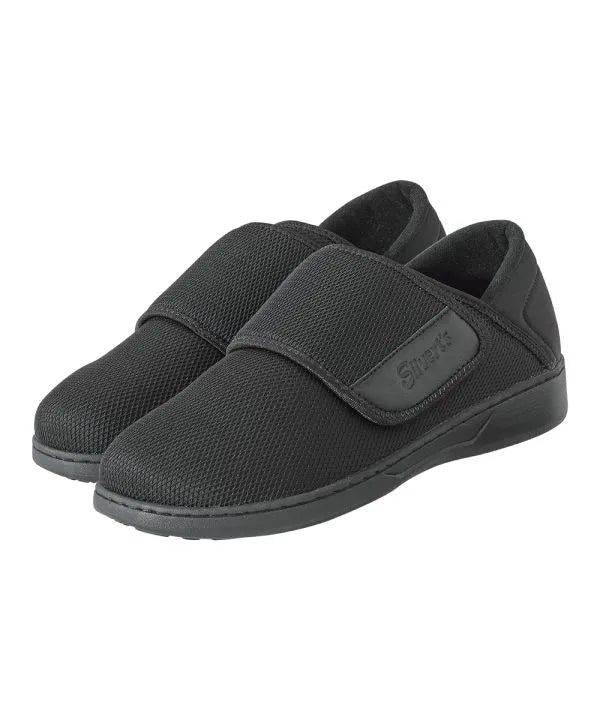 Front of the Black Men's Extra Wide Comfort Shoes