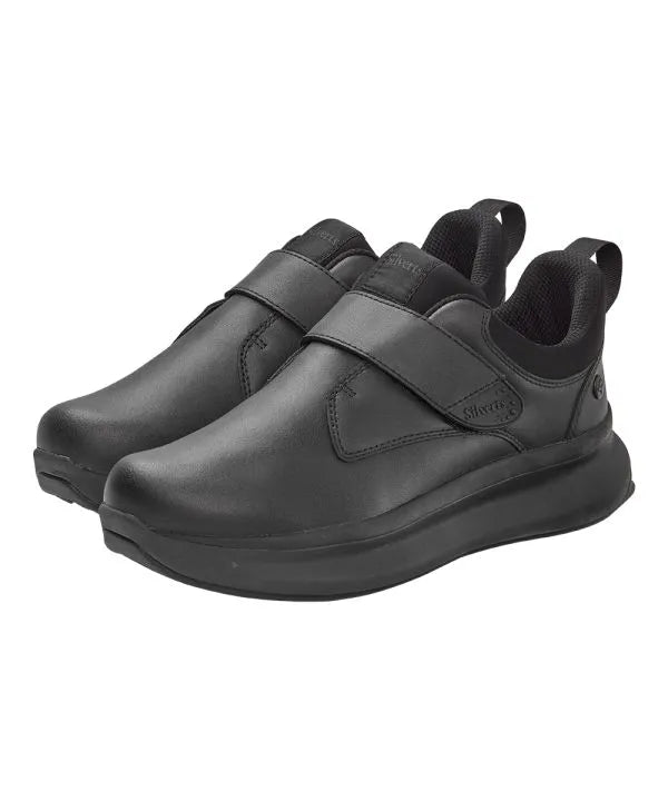 Front of the black Men's Extra Wide Walking Shoes