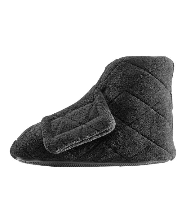 Inside of the Black Women's Extra Wide Bootie Slipper