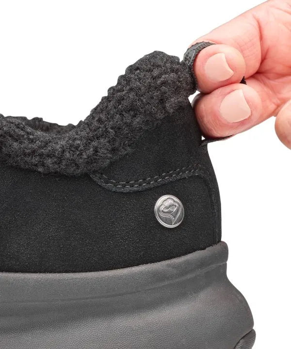 Black Women's Sherpa Lining Shoes with finger loop