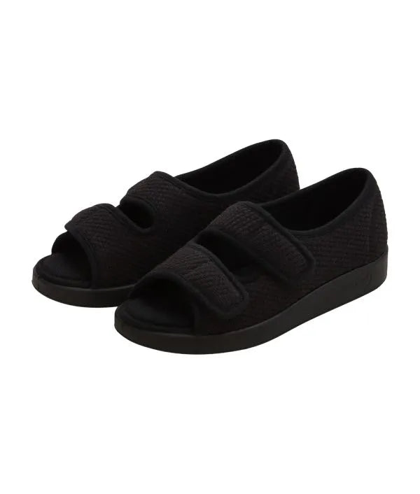 Front of the black Women's Two Straps Sandals