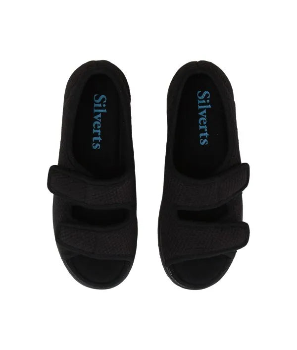 Full view of the black Women's Two Straps Sandals