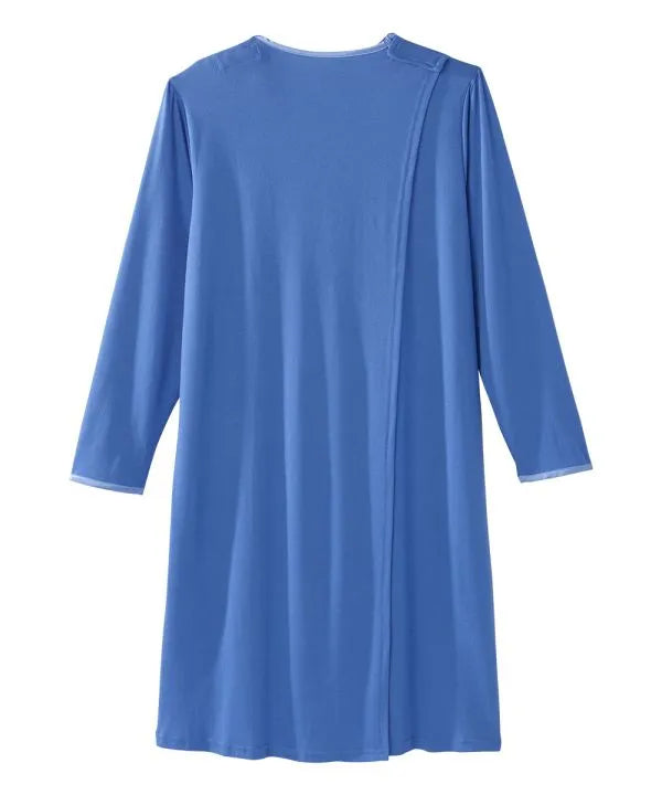 Back of the blue Women's Antimicrobial Open Back Nightgown