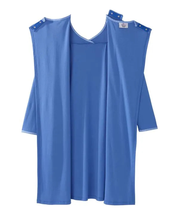 Blue Women's Antimicrobial Open Back Nightgown