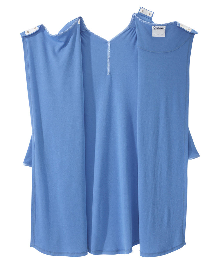 Blue Women's Long Sleeve Open Back Nightgown