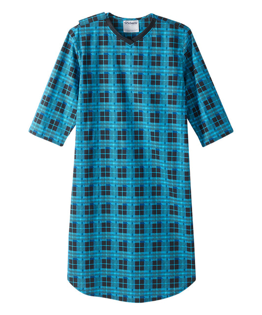 Front of the Men's Flannel Open Back Nightgown