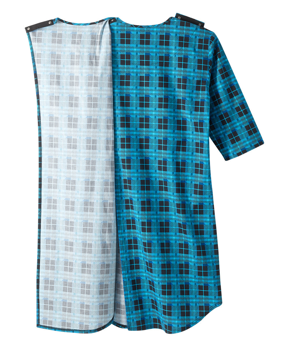 Men's Flannel Nightgown with Back Overlap