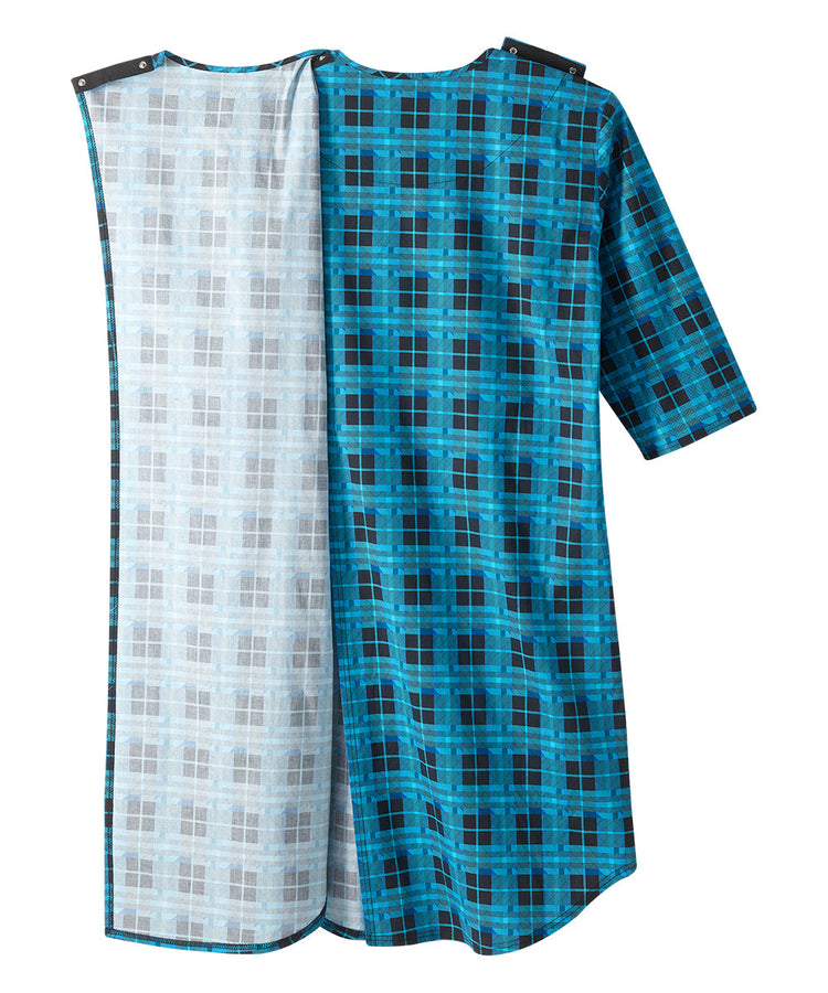 Men's Flannel Open Back Nightgown overlap closure