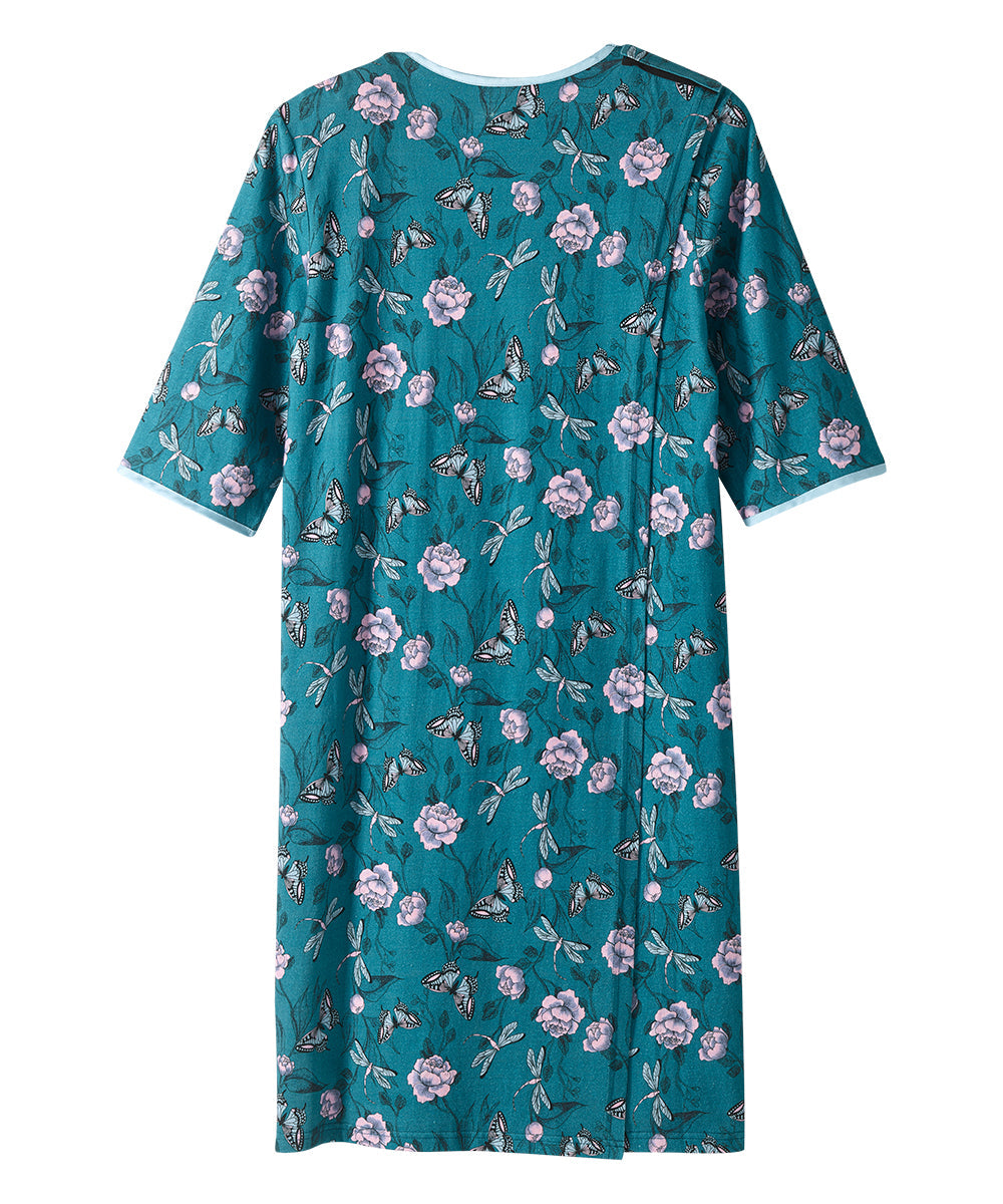 Back of the Dragonfly Floral Women's Knit Open Back Nightgown