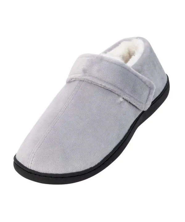 Front of the gray Men's Extra Wide Comfort Slippers