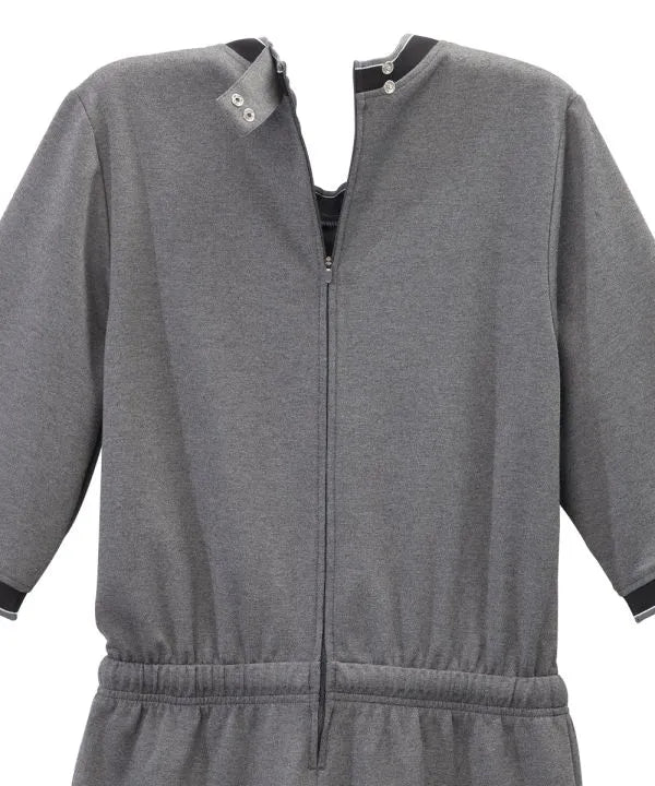 Heather gray Women's Full Back Zipper Jumpsuit Opened