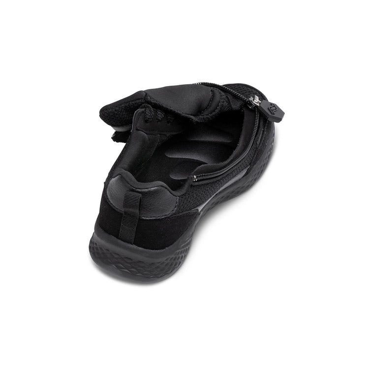 Kid's Jet Black Lightweight Shoes with Side zipper opened
