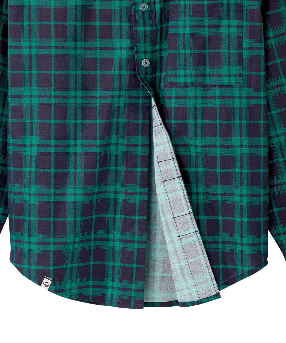 Bottom of the traditional plaid Men’s Long Sleeve Shirt with Magnetic Buttons