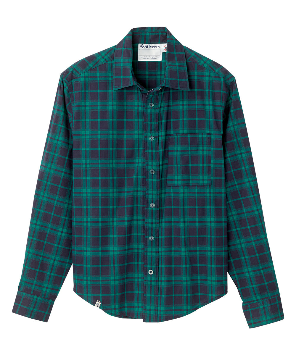 Front of the Traditional Plaid Men’s Long Sleeve Shirt with Magnetic Buttons