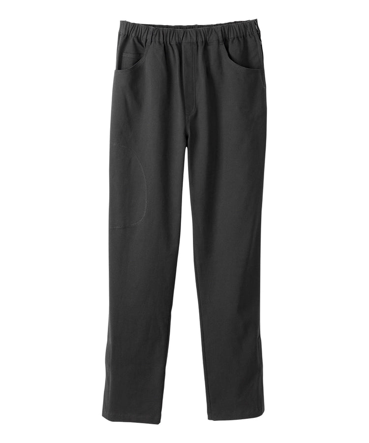 Black dressing pants with elastic waist and 2 pockets at the front