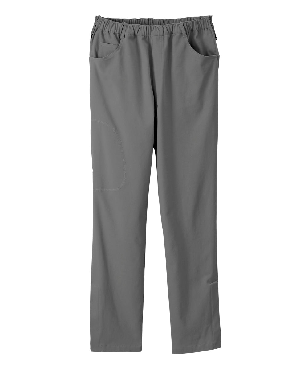 Grey dressing pants with elastic waist and 2 pockets at the front