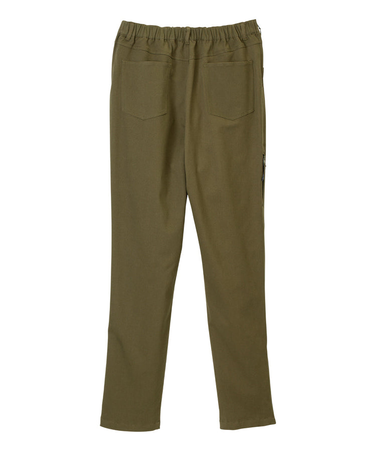 Olive dressing pants with elastic waist and 2 back pockets