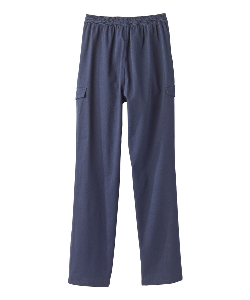 Pull on khaki pants with elastic waist