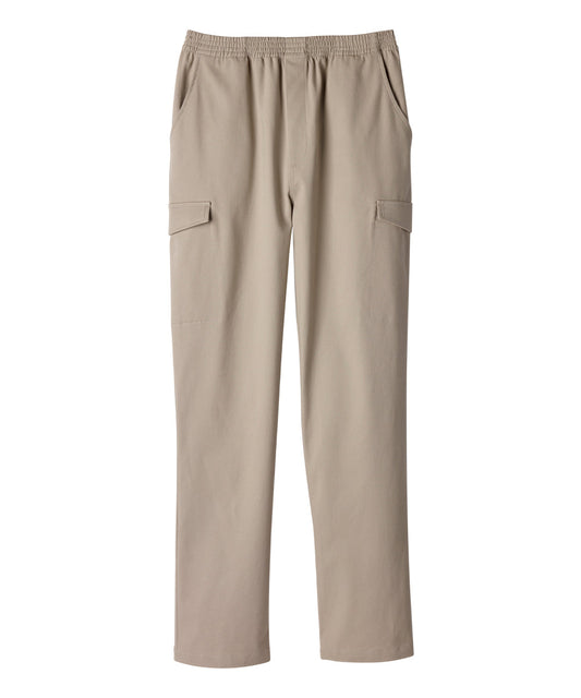 Men's pull on cargo pants with elastic waist and four pockets