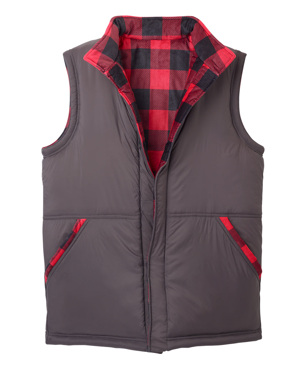 Front of the red Men's Reversible Front Vest with Magnetic Closure