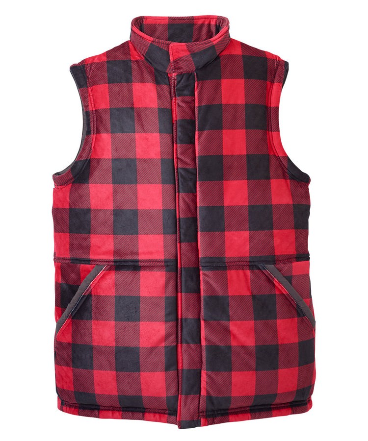 Interior of the red Men's Reversible Front Vest with Magnetic Closure