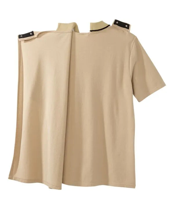 june adaptive mens zip polo shirt open back toasted beige