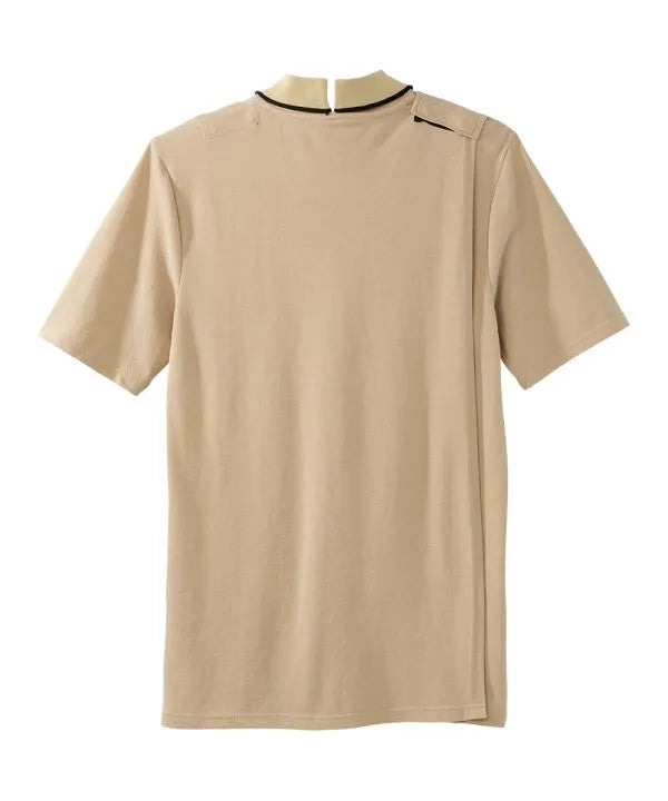 june adaptive mens zip polo shirt open back toasted beige