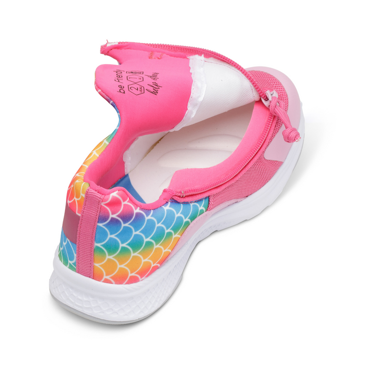 Girl's Mermaid Lightweight Shoes with Rear Zipper Opened