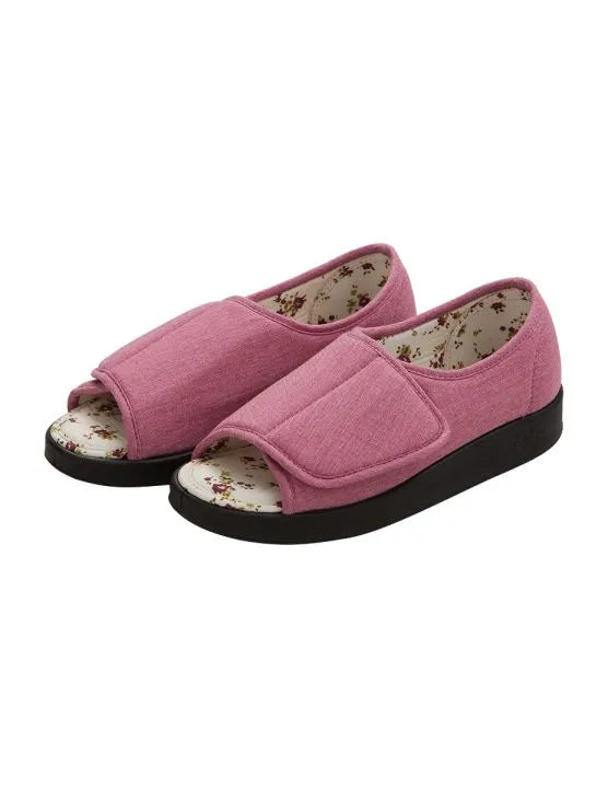 Front of the misty pink Women's Extra Wide Shoe Sandals
