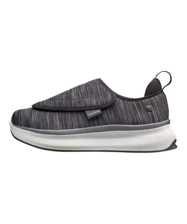 Inside of the multi black Men's Extra Wide Comfort Adjustable Shoes with Easy Closures