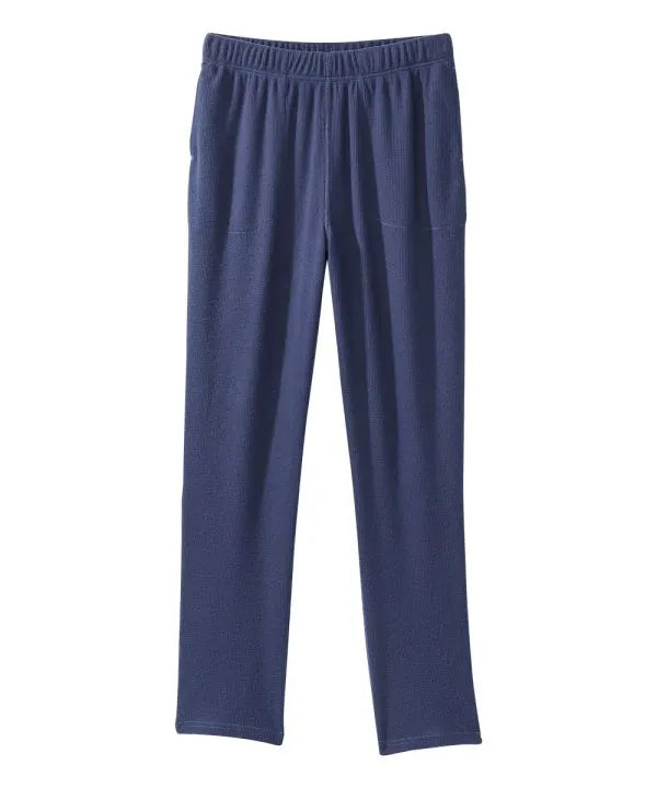 Bottom of the navy Men's Knit Pajama Set With Back Overlap Top & Pull-on Pant